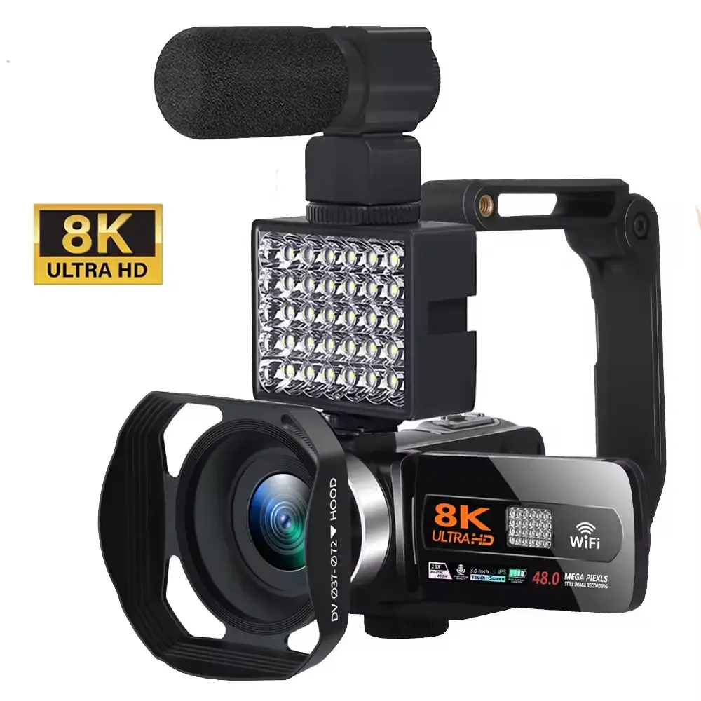 8K Digital Video Camera with Night Vision & WiFi for Live Streaming
