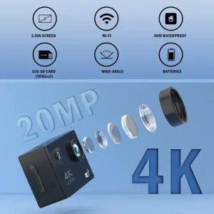 4K Waterproof Action Camera with WiFi & 140° Wide-Angle Lens 2