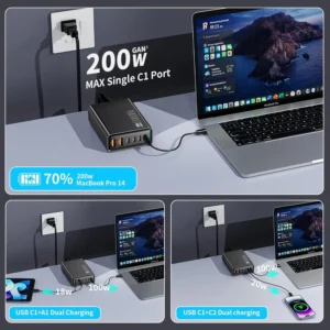 200W Desktop Charger for Multiple Devices – Charging Station with USB Ports for Phones, Laptops, and More 2