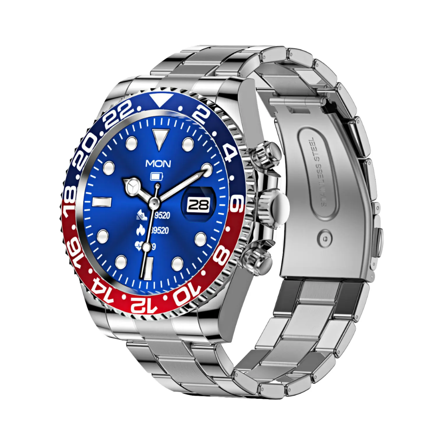 Steel Strap Sport Smartwatch with 1.28-Inch IPS Display, Bluetooth Calling, and Comprehensive Health Tracking